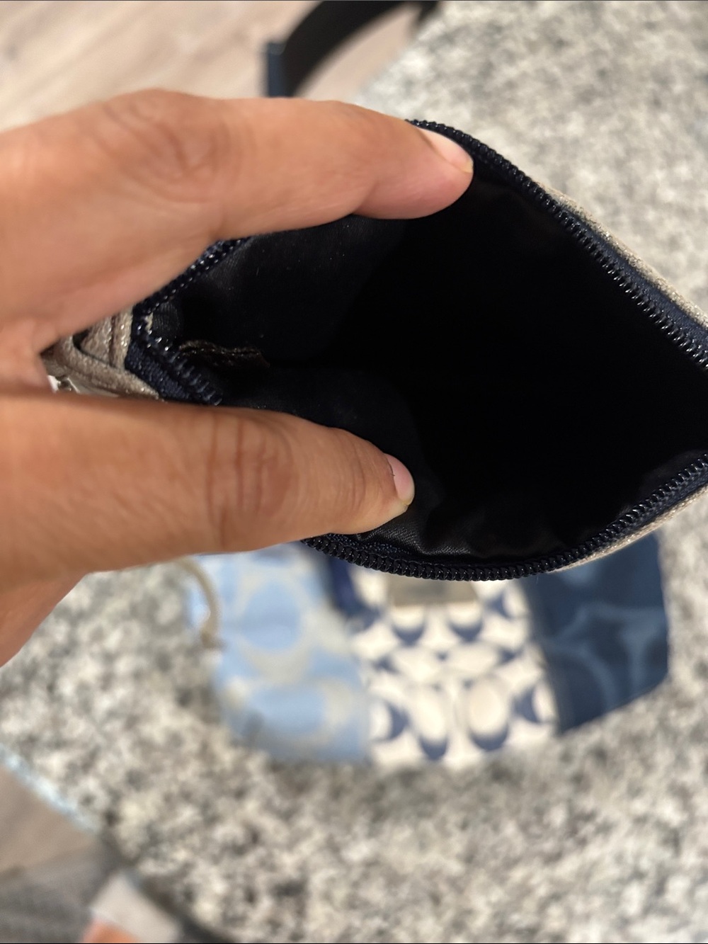Coach Patchwork Signature Tote in Blue and Cream with Silver Trim - Picture 4 of 12